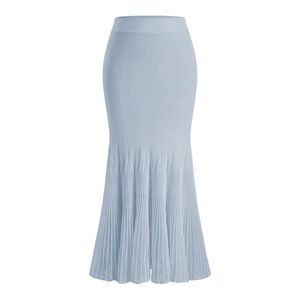 Commense NWT Light Blue Mesh Panel Pleated Maxi Skirt Size Large L